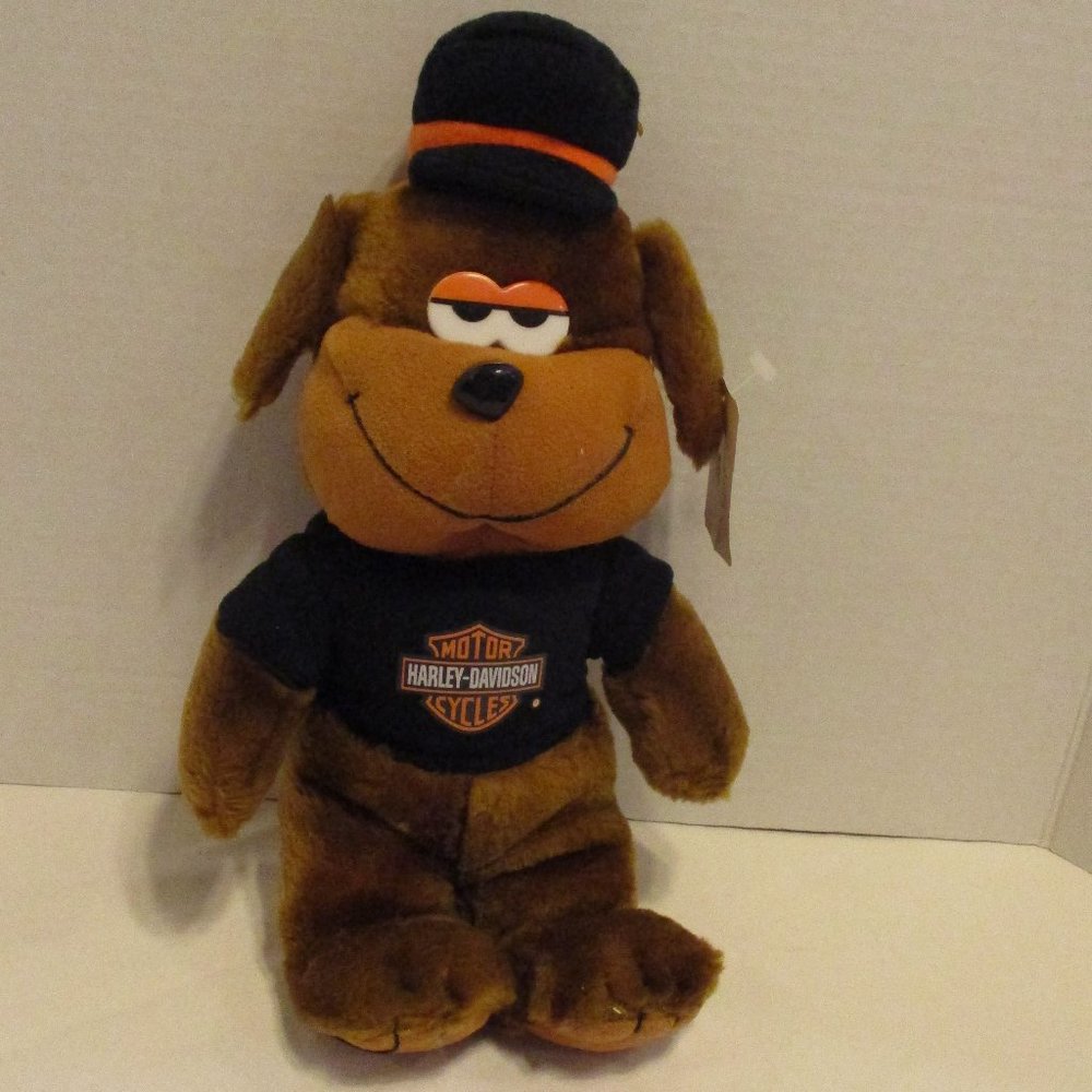 Harley Davidson Plush Dog NEW 1991 Medium Brown Orange White Plush Dog